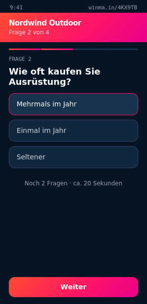 Teilnehmer beantwortet eine Auswahlfrage im Browser
